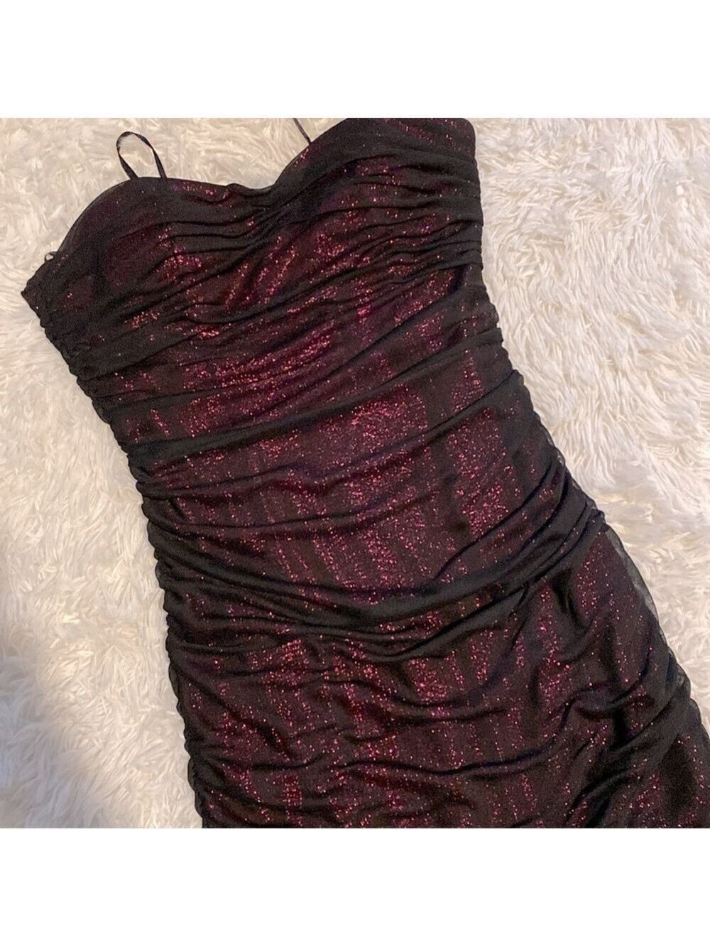 Vintage 90’s M.X.I. Black and hot pink sparkle mesh dress